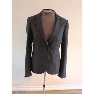 Banana Republic Jacket Size 8 Wool Stretch Blazer Subtle Gray Stripe Luxury